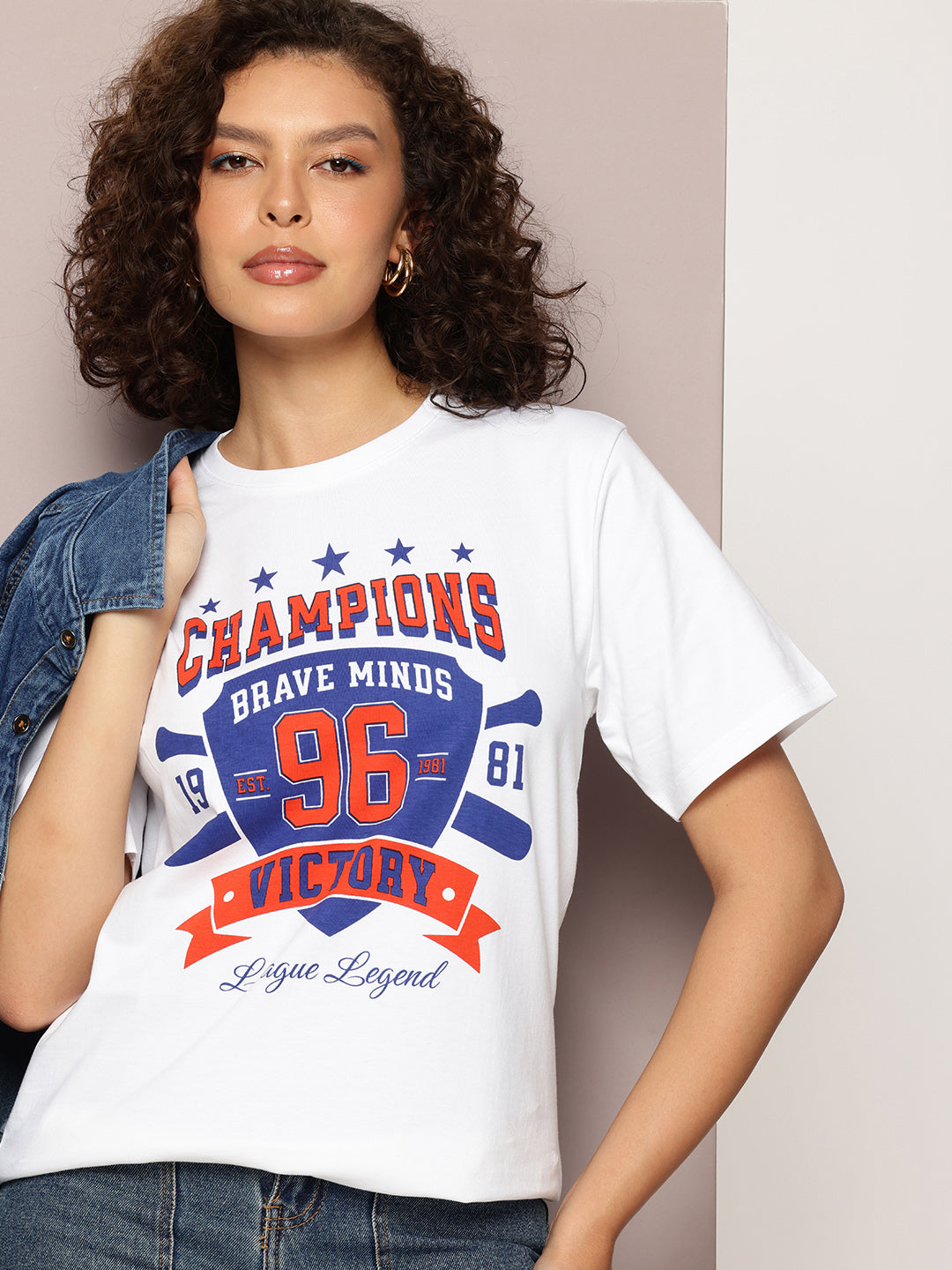 DILLINGER Womens Half Sleeve Round Neck Printed Oversized Fit Tshirts