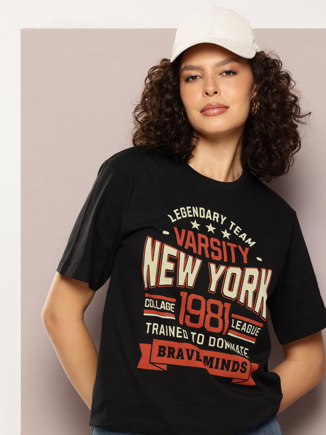 DILLINGER Womens Half Sleeve Round Neck Printed Oversized Fit Tshirts