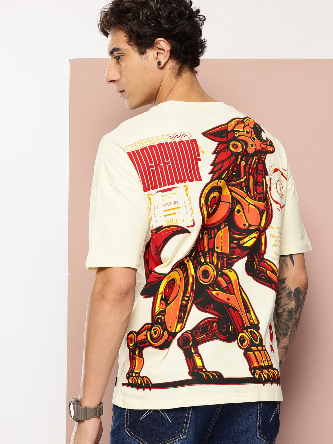 Stormborn Mens Half Sleeve Drop Shoulder Printed Oversized Fit T-Shirts