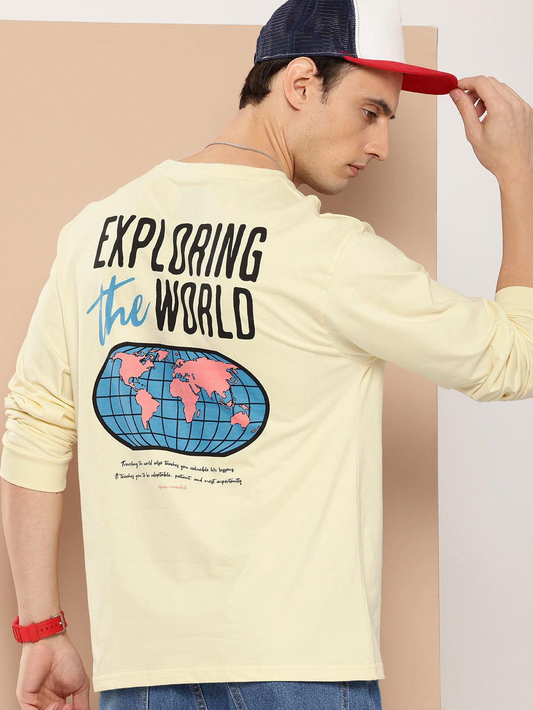 Mens Full Sleeve Round Neck Back Printed Oversized Fit Tshirts
