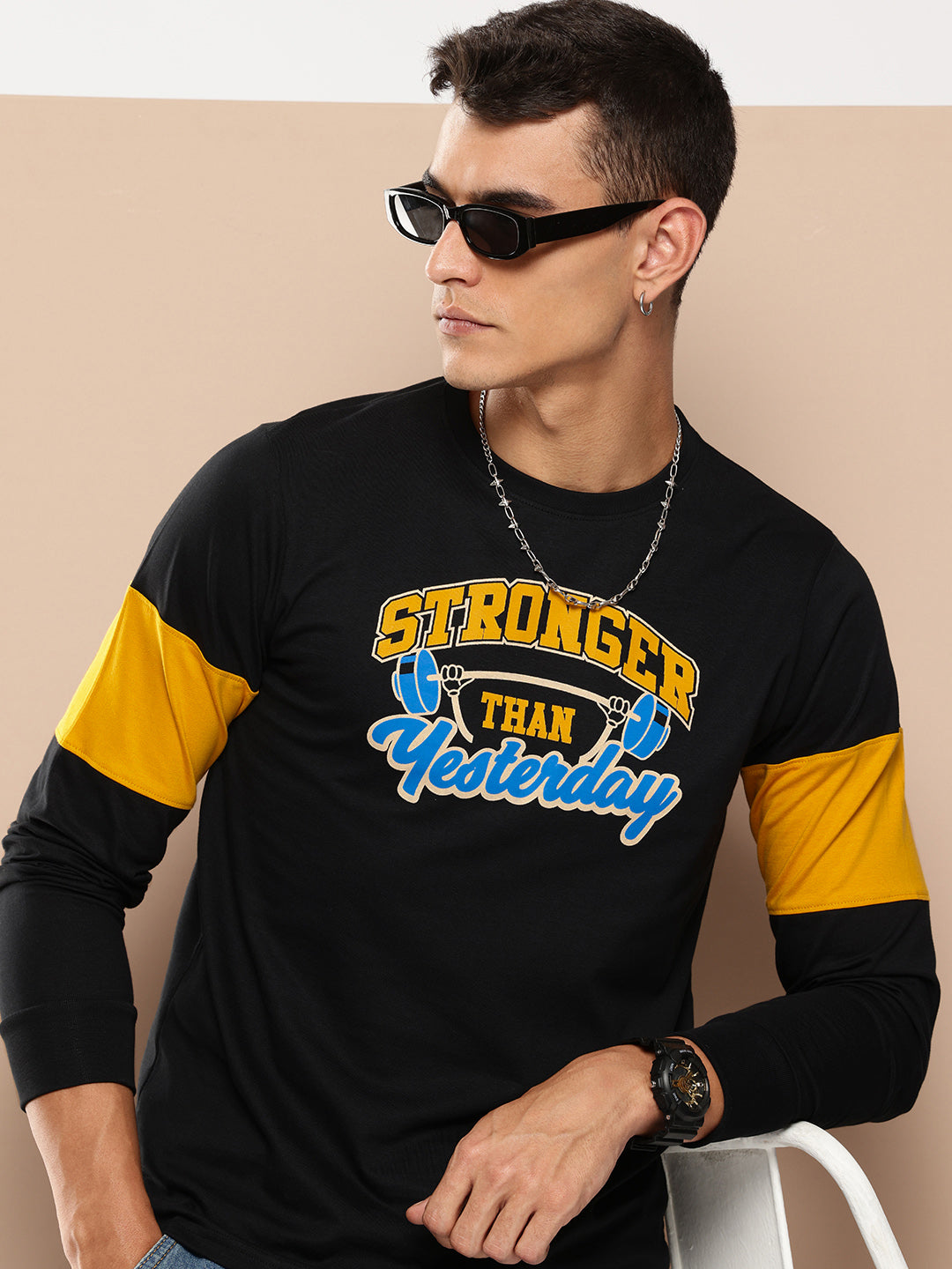 Mens Full Sleeve Round Neck Printed Regular Fit Tshirts