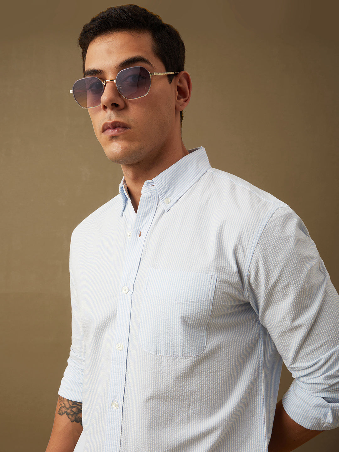 Mens Plain Full Sleeve Shirt With Pocket