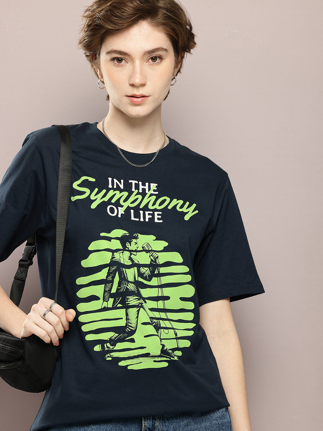 Womens Half Sleeve Round Neck Printed Oversized Fit Tshirts