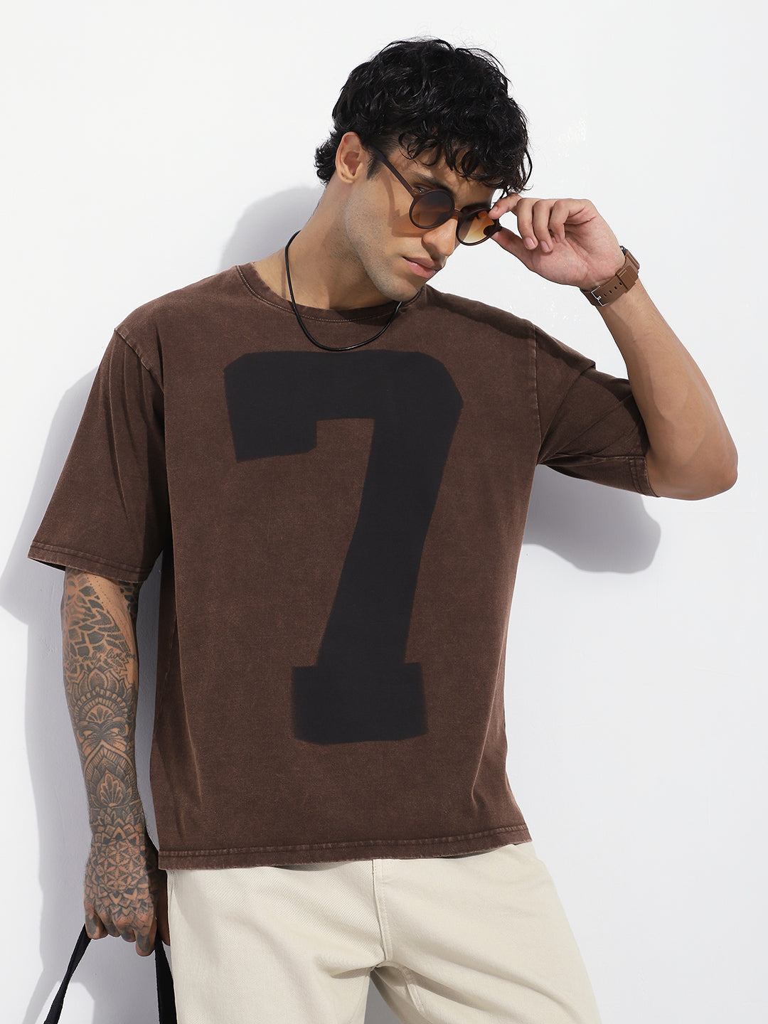 Mens Half Sleeve Round Neck Striped Oversized Fit Tshirts
