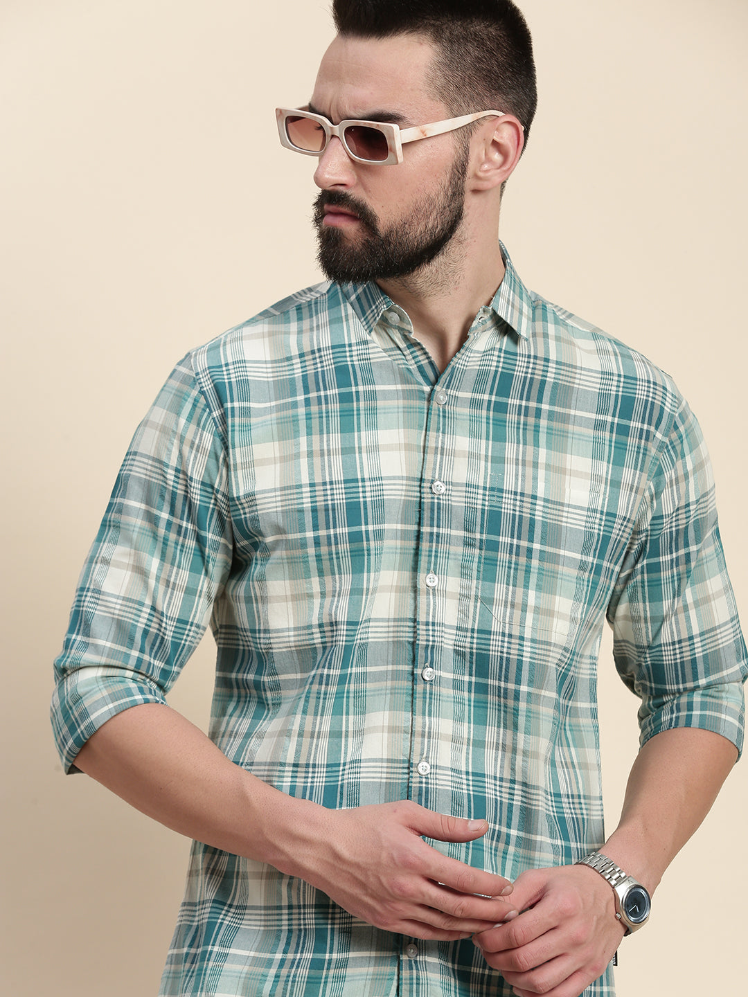 Men Checked Full Sleeve Shirt With Pocket