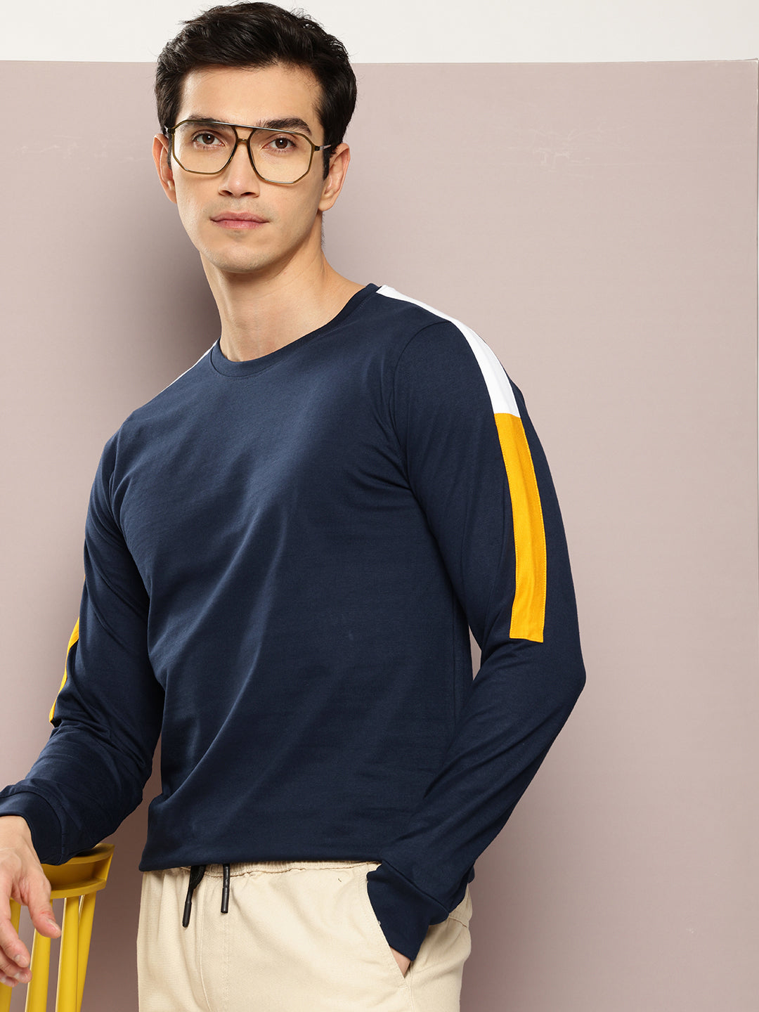 Mens Full Sleeve Round Neck Solid Regular Fit Tshirts