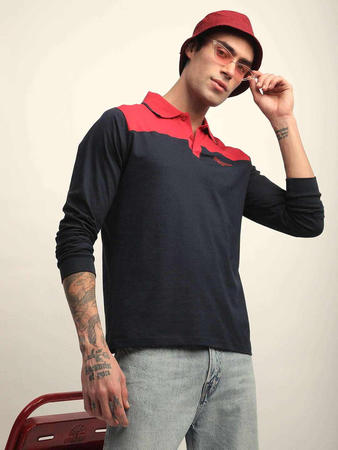 Mens Full Sleeve Polo Neck Printed Regular Fit Tshirts