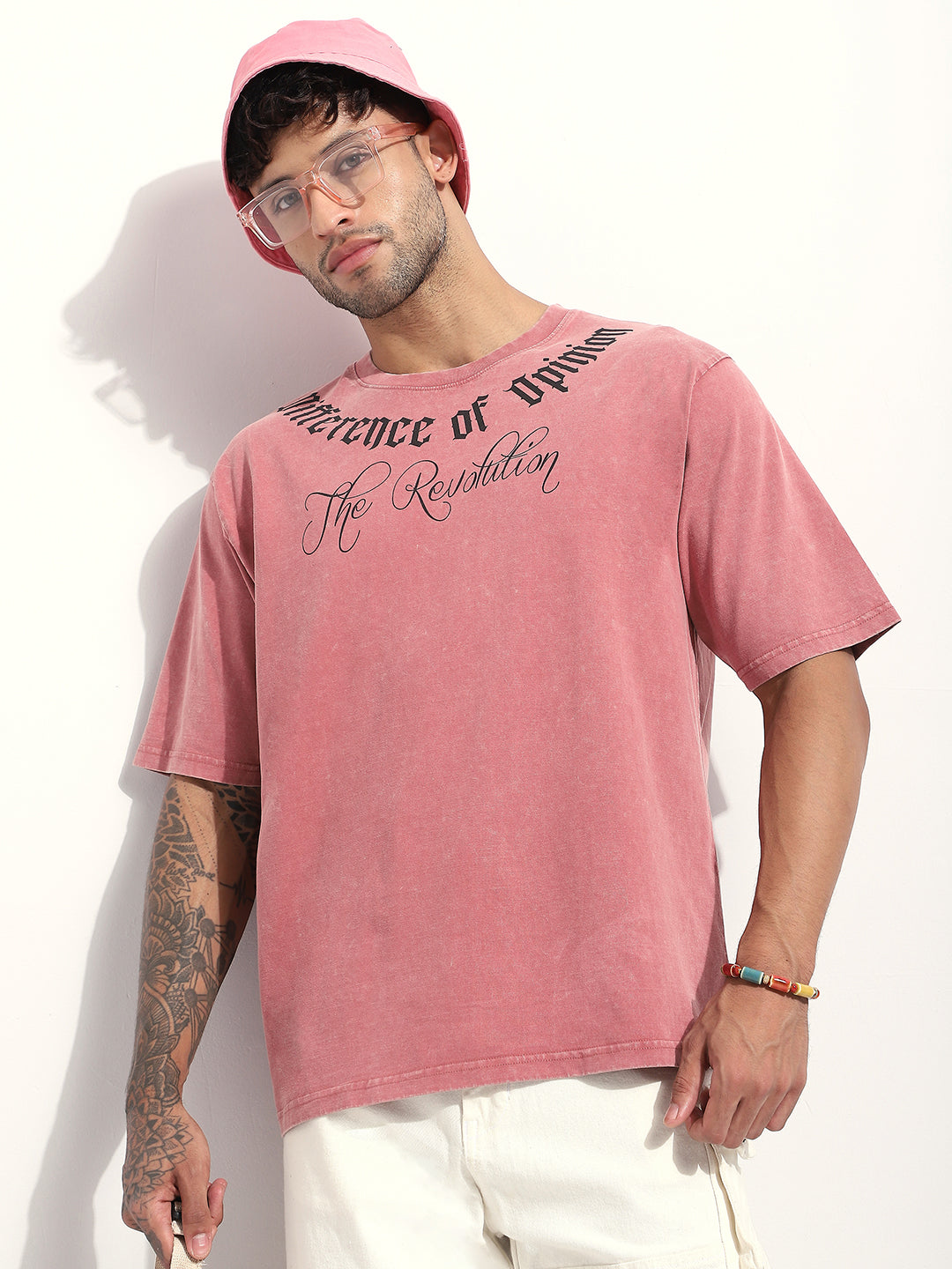 Mens Half Sleeve Round Neck Embroidered Oversized Fit Tshirts