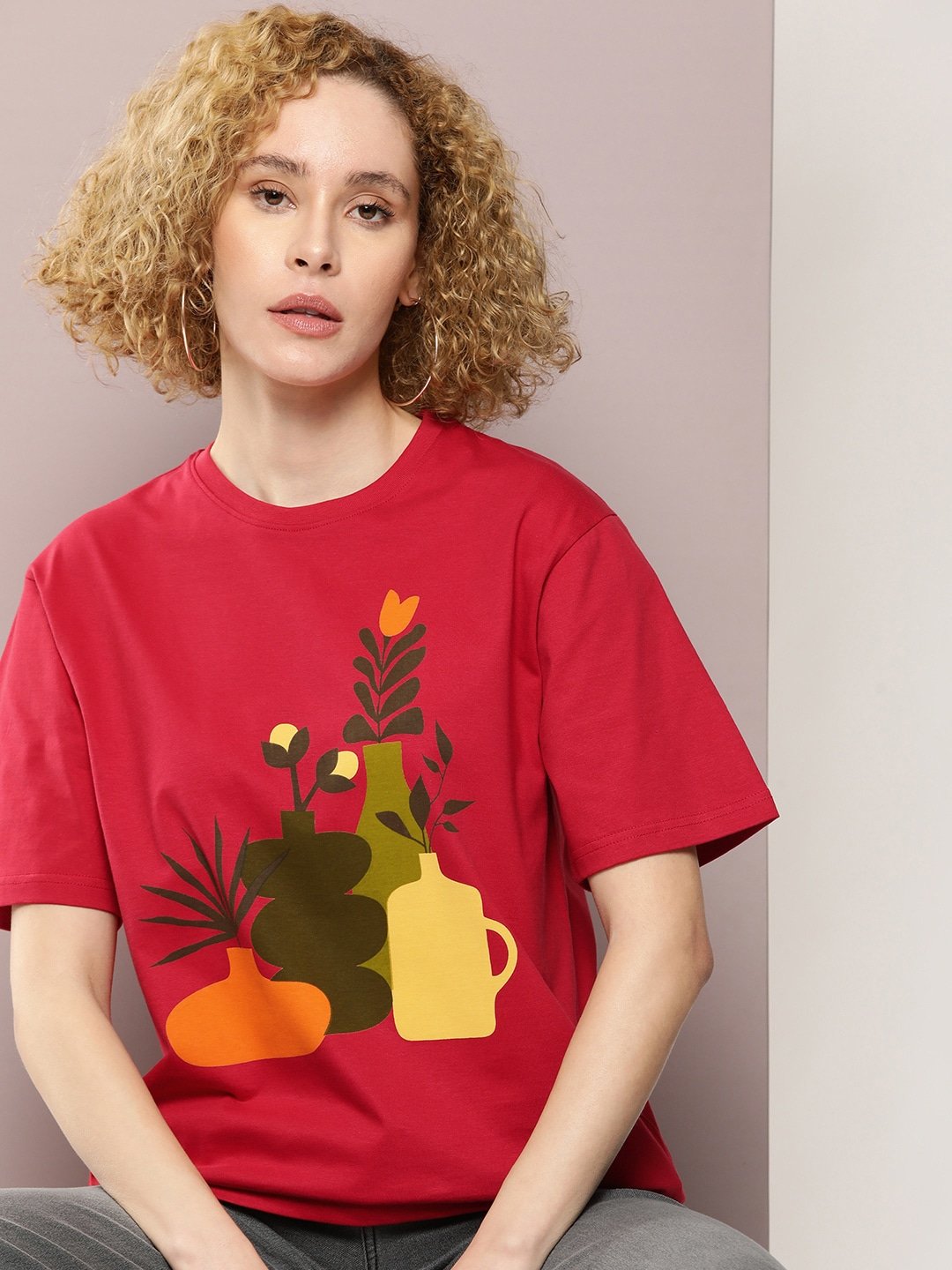 Womens Half Sleeve Round Neck Oversized Fit T-Shirts