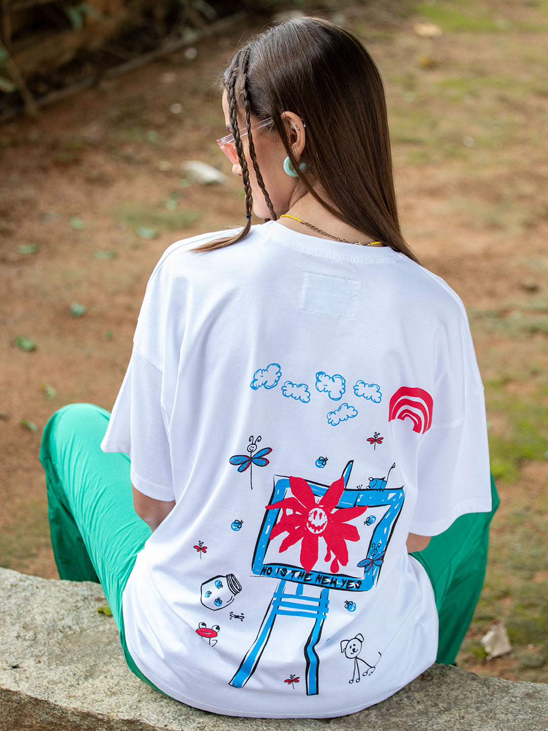 Womens Half Sleeve Drop Shoulder Printed Oversized Fit T-Shirts