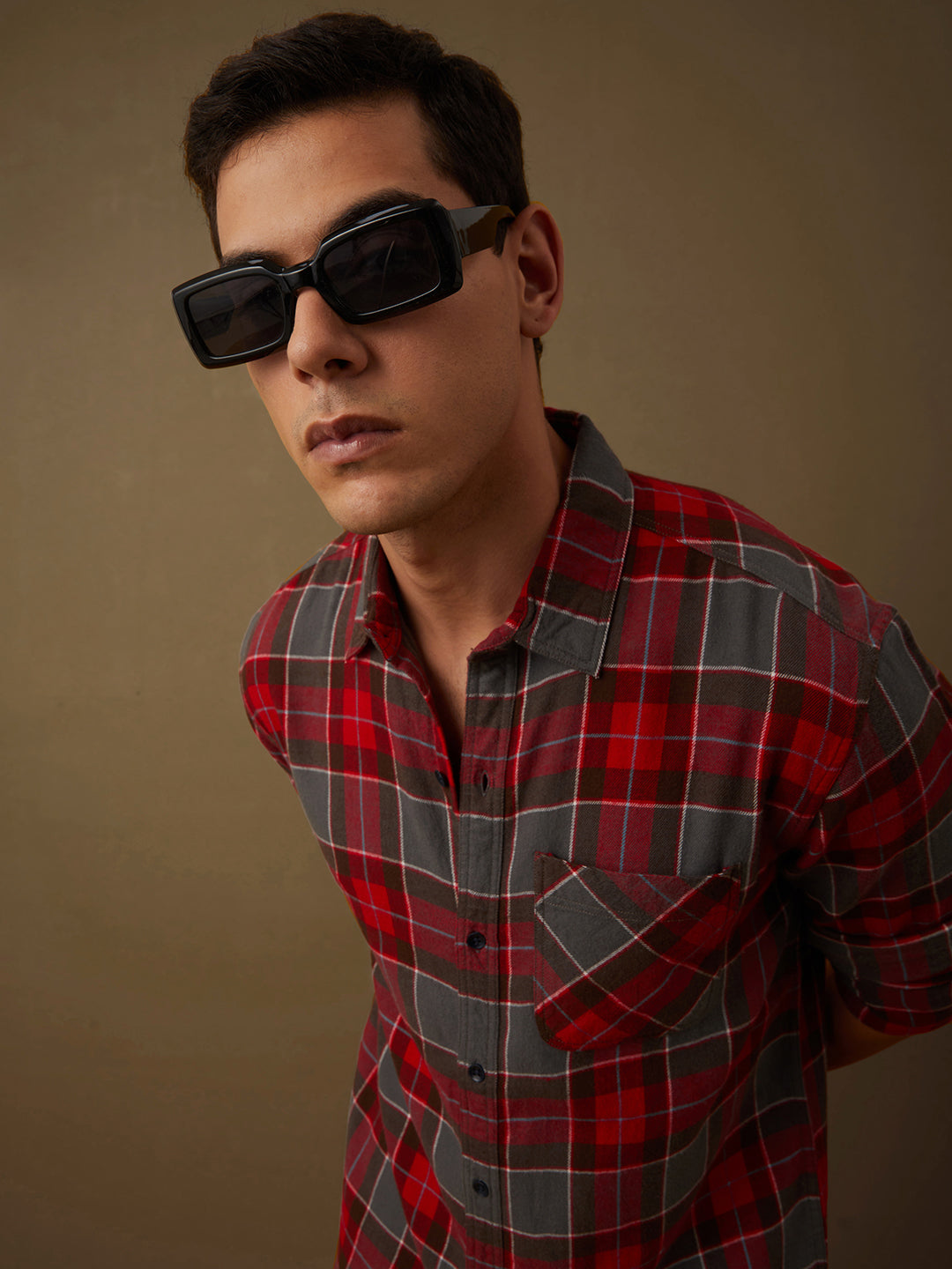 Men Checked Full Sleeve Shirt With Pocket