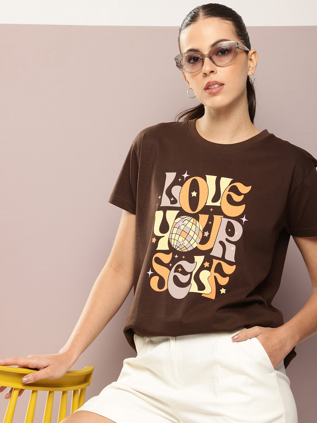 Womens Half Sleeve Round Neck Printed Boxy Fit Tshirts
