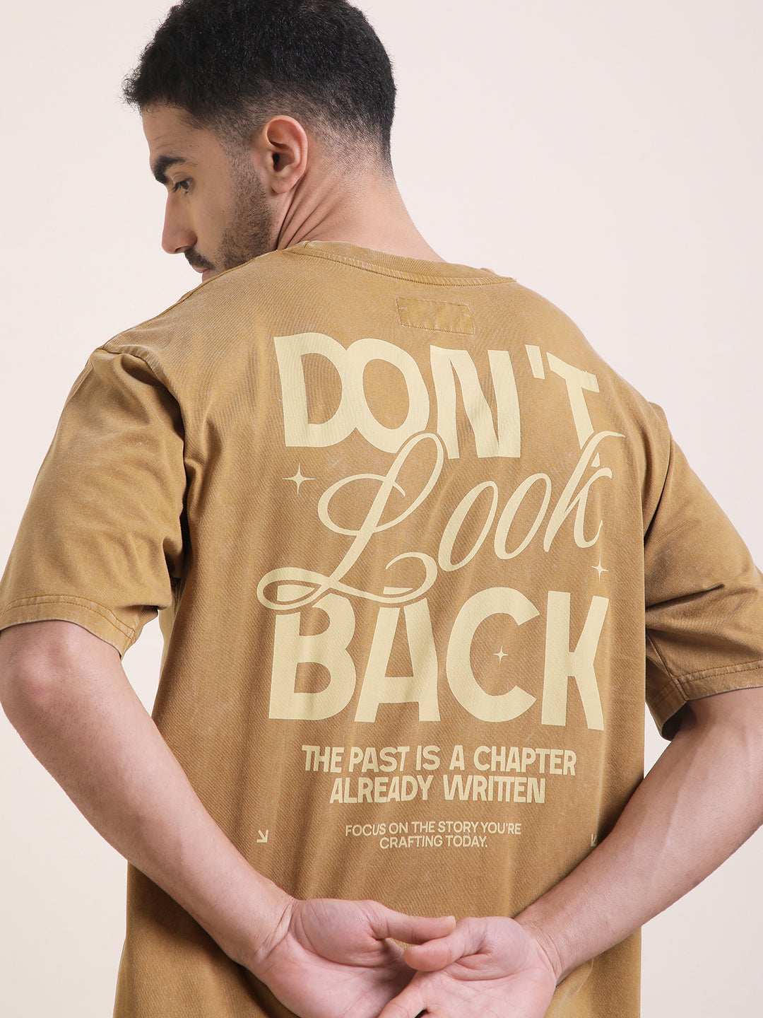 Mens Half Sleeve Round Neck Back Printed Oversized Fit Tshirts