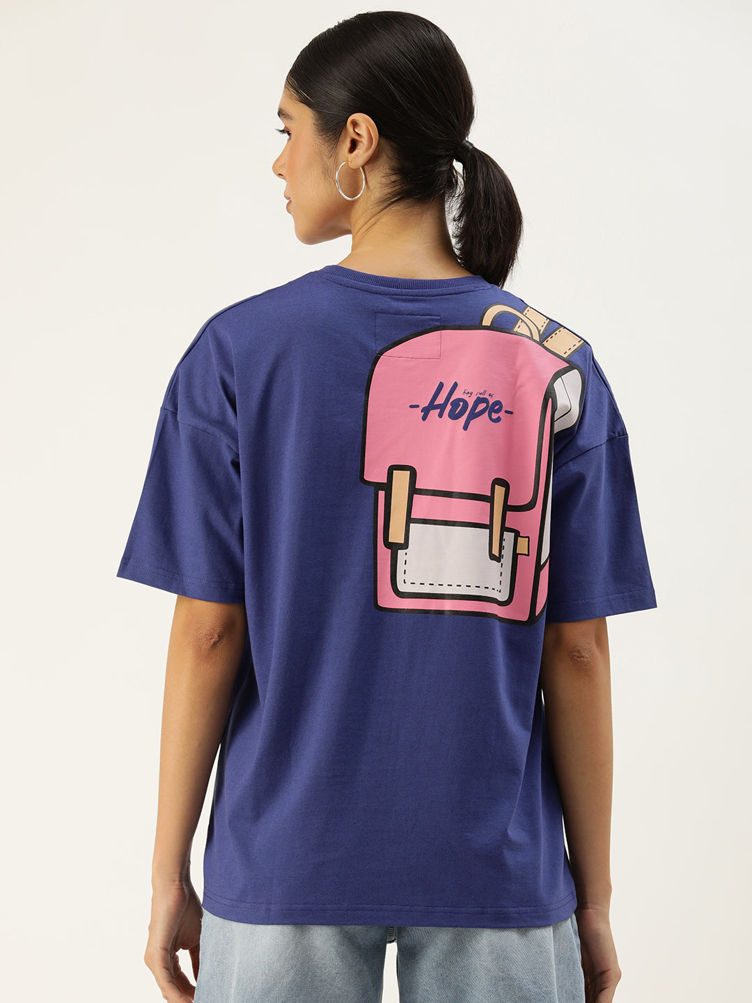 Womens Half Sleeve Drop Shoulder Printed Oversized Fit T-Shirts