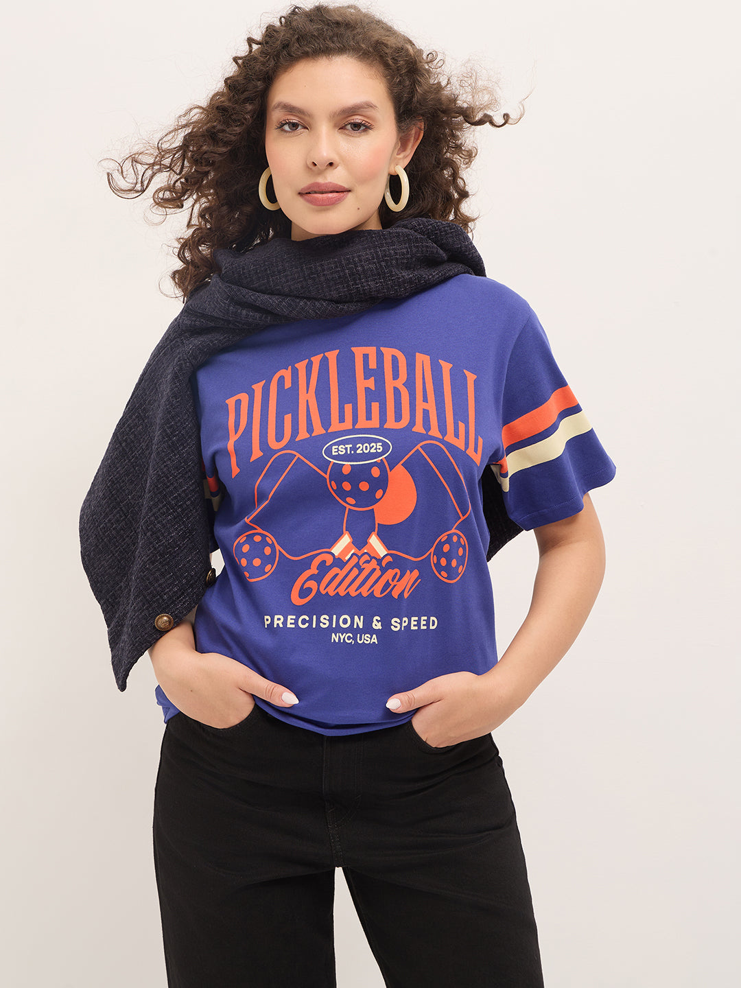 Womens Half Sleeve Round Neck Printed Oversized Fit Tshirts