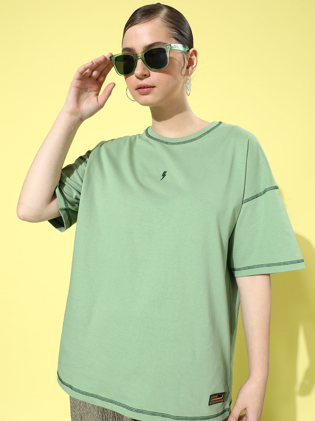 Womens Half Sleeve Drop Shoulder Plain Oversized Fit T-Shirts