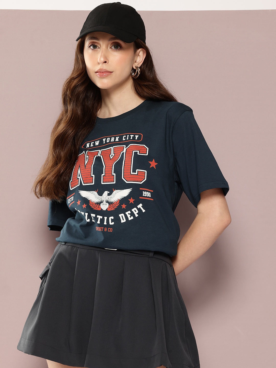 Womens Half Sleeve Round Neck Printed Oversized Fit Tshirts