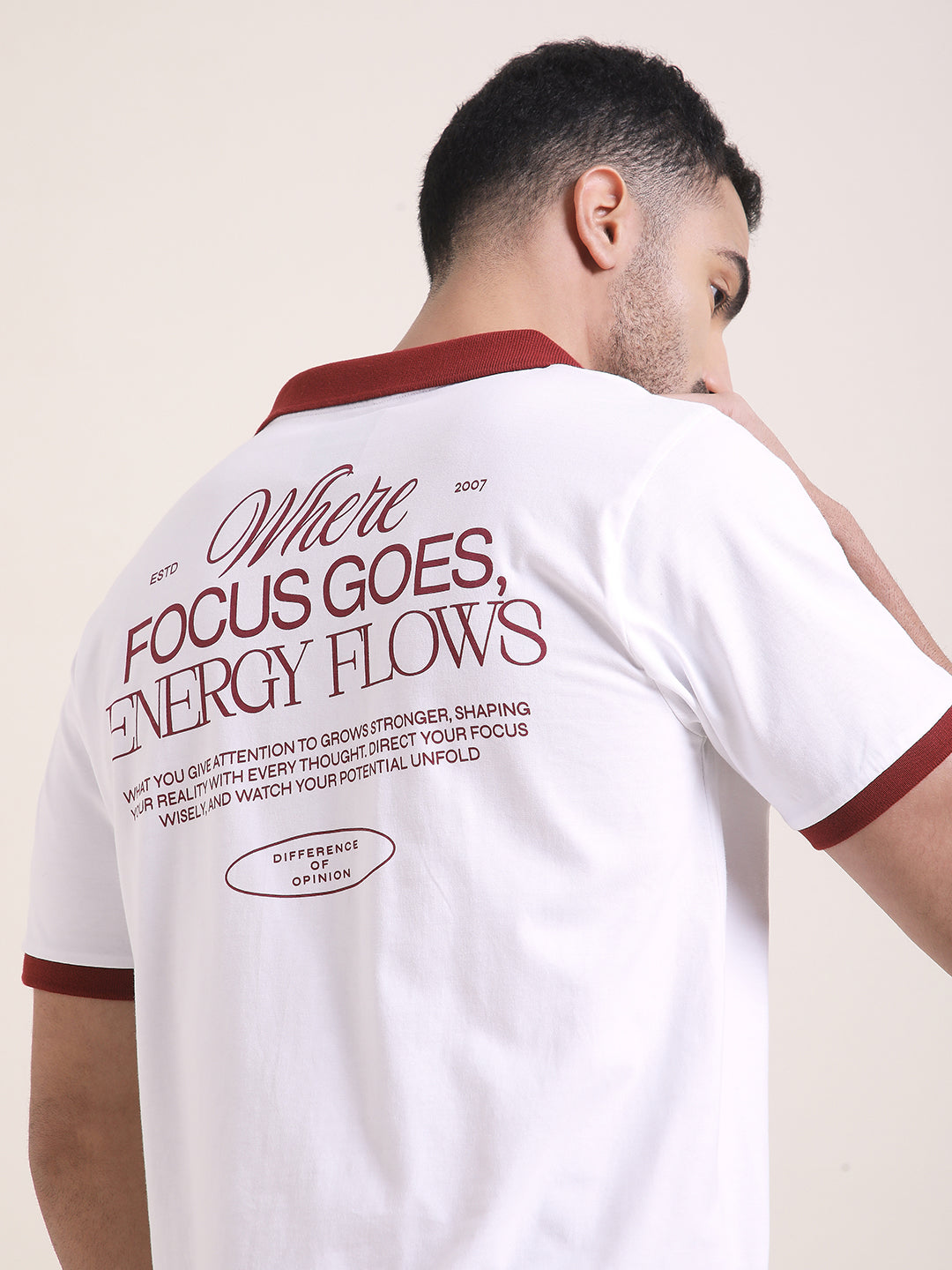 Mens Half Sleeve Polo Neck Back Printed Relaxed Fit Tshirts