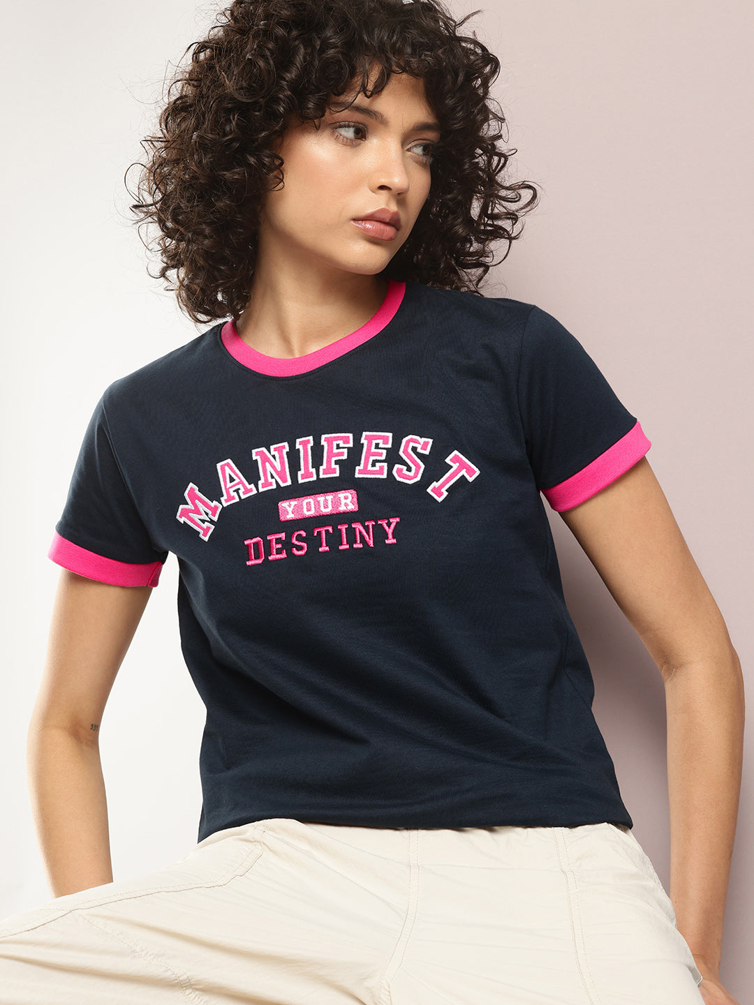 Womens Half Sleeve Round Neck Embroidery Regular Fit Tshirts