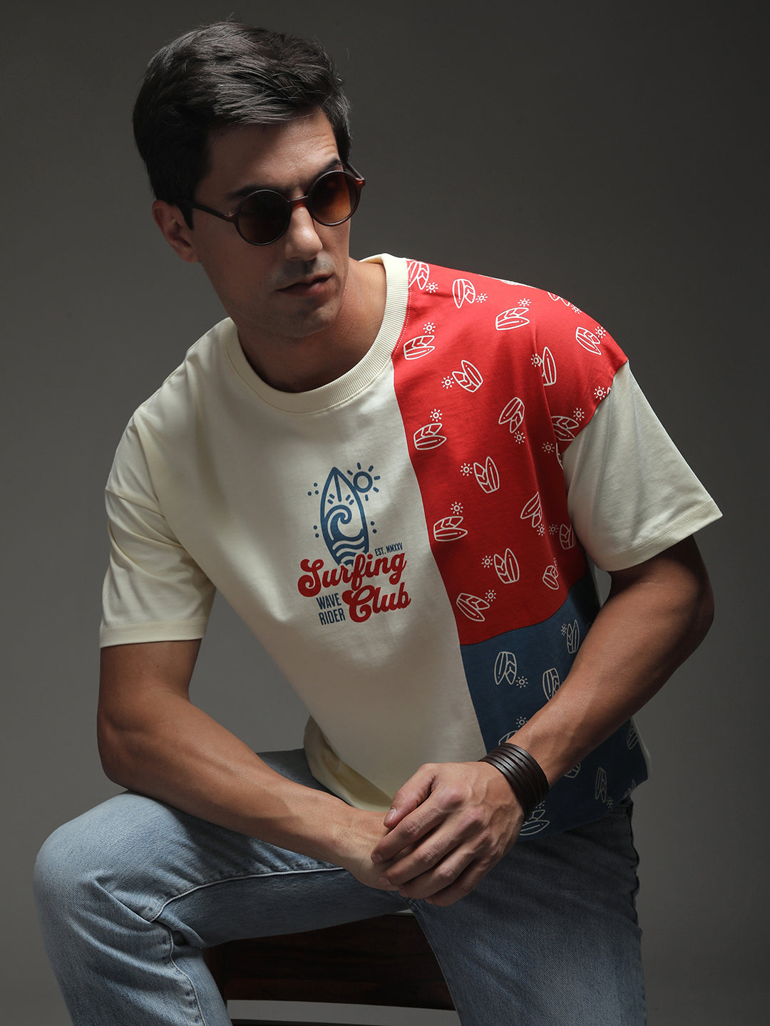 Mens Half Sleeve Drop Shoulder Printed Oversized Fit T-Shirts