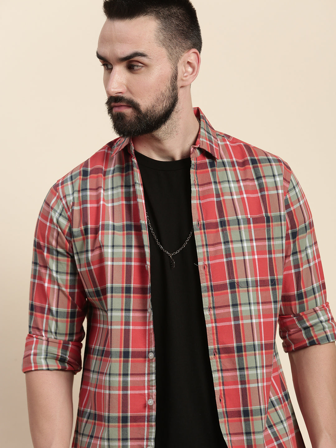 Men Checked Full Sleeve Shirt With Pocket