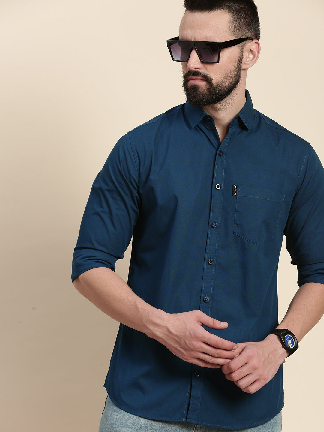 Mens Plain Full Sleeve Shirt With Pocket