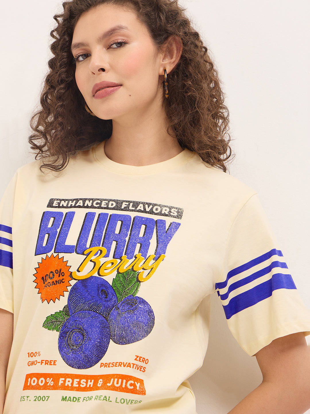Womens Half Sleeve Round Neck Printed Oversized Fit Tshirts