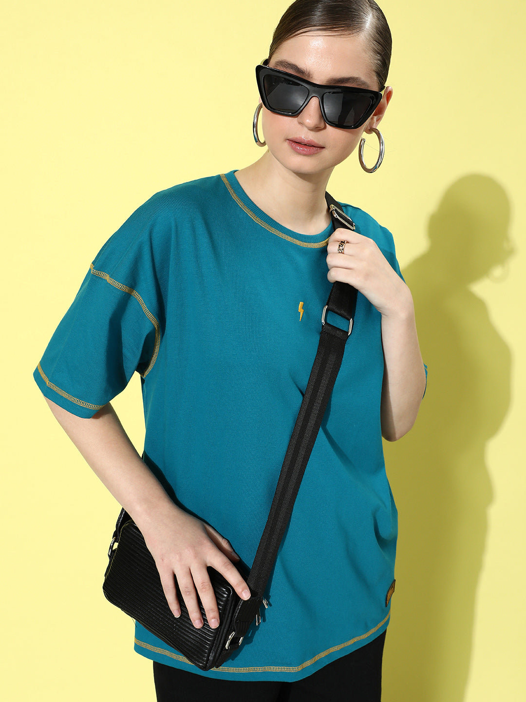 Womens Half Sleeve Drop Shoulder Plain Oversized Fit T-Shirts