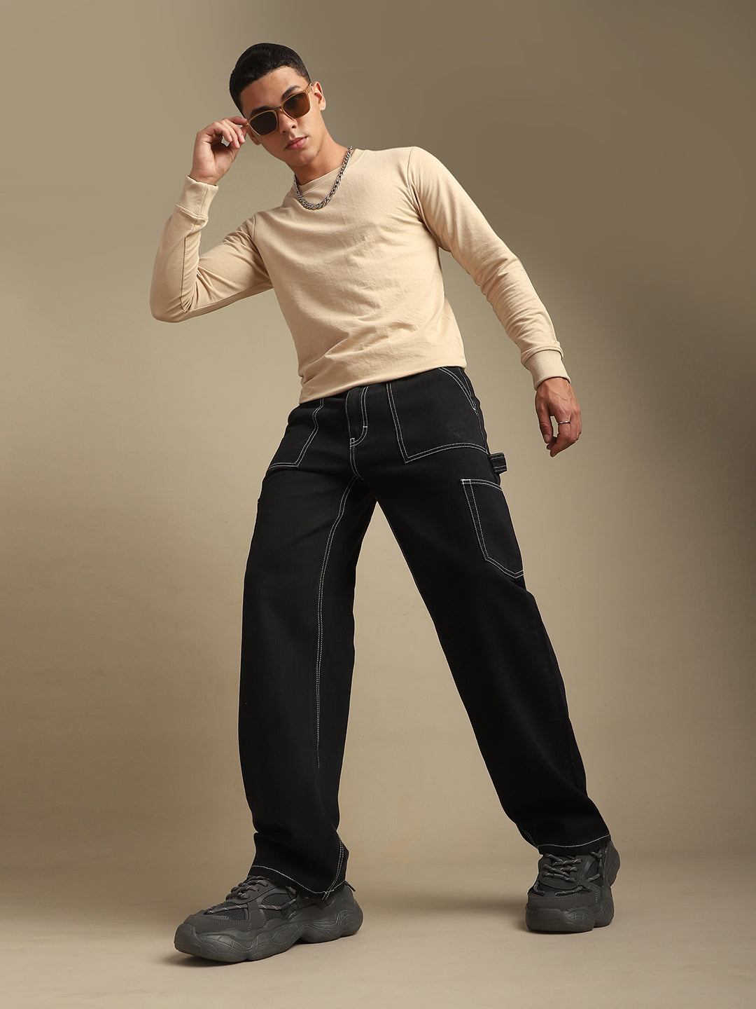 Men Plain Cargo Jeans