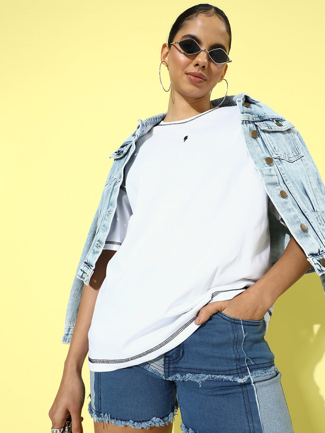 Womens Half Sleeve Drop Shoulder Plain Oversized Fit T-Shirts