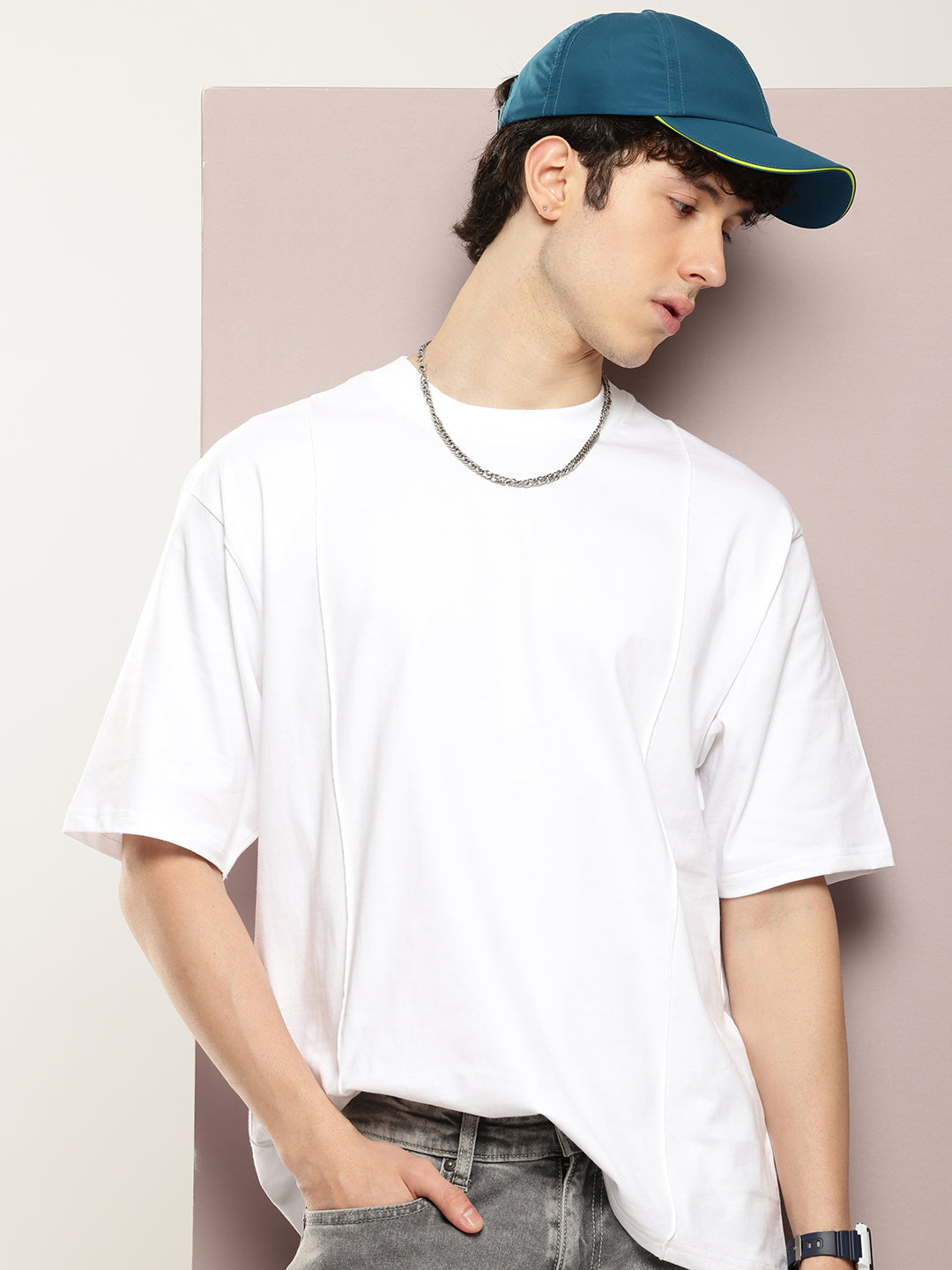 Mens Half Sleeve Round Neck Solid Oversized Fit Tshirts