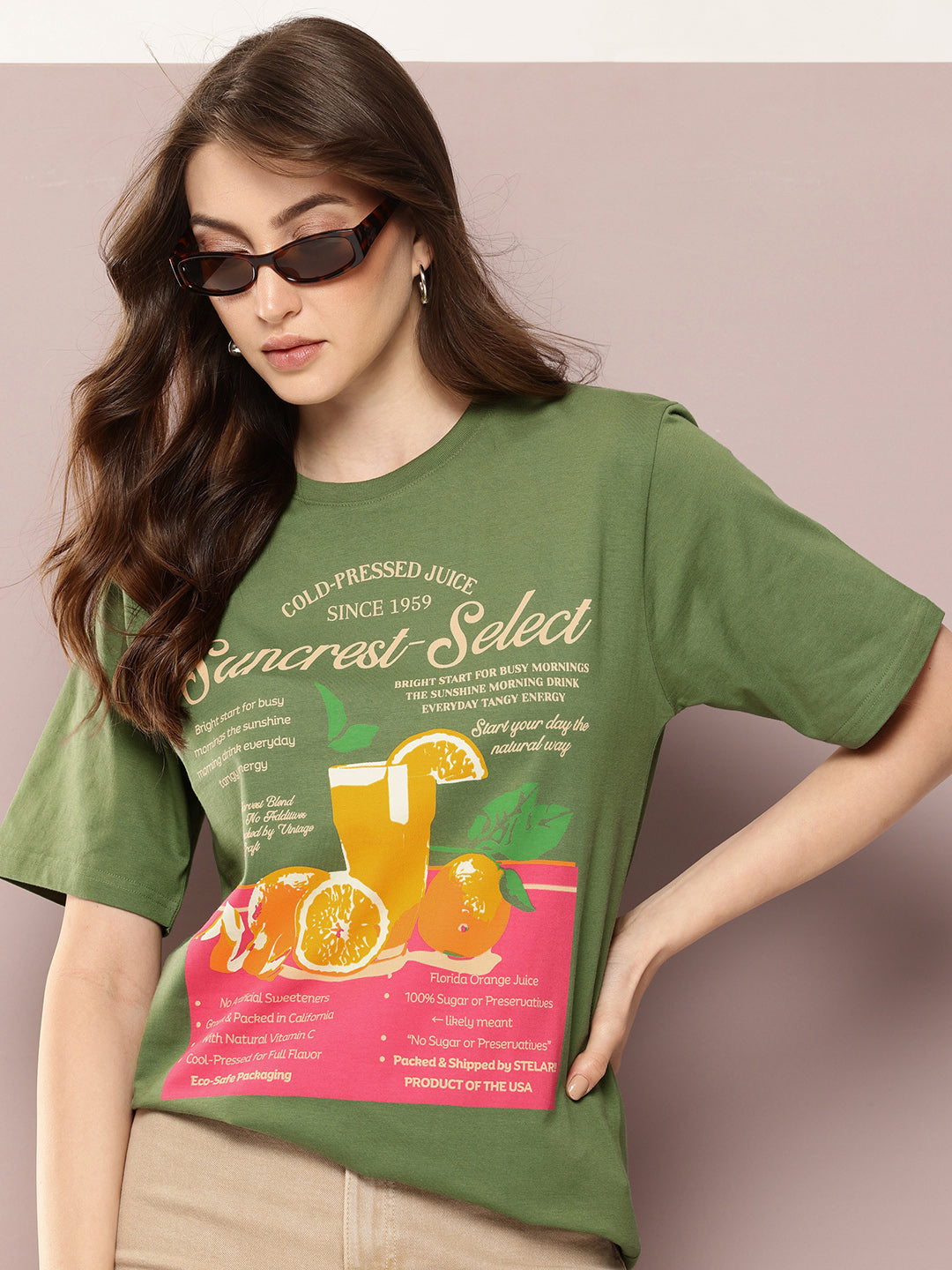 Womens Half Sleeve Round Neck Printed Oversized Fit Tshirts