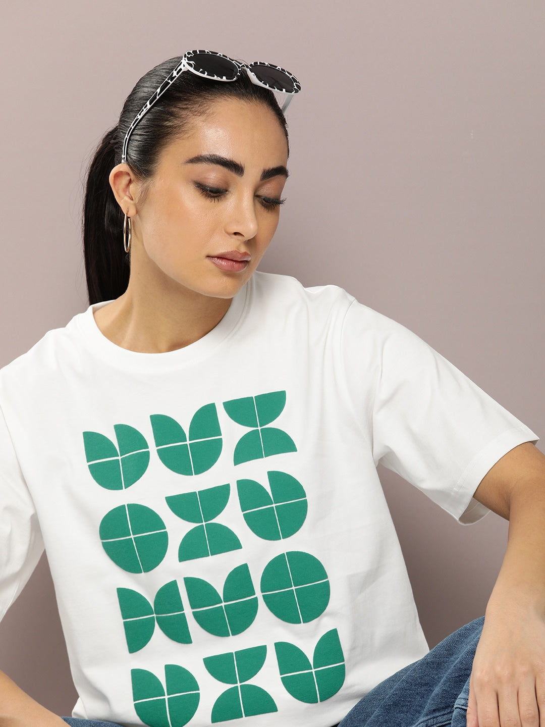 Womens Short Sleeve Round Neck Oversized Fit T-Shirt