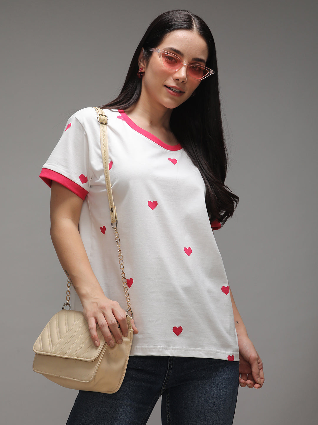 Womens Half Sleeve Round Neck Printed Boxy Fit Tshirts