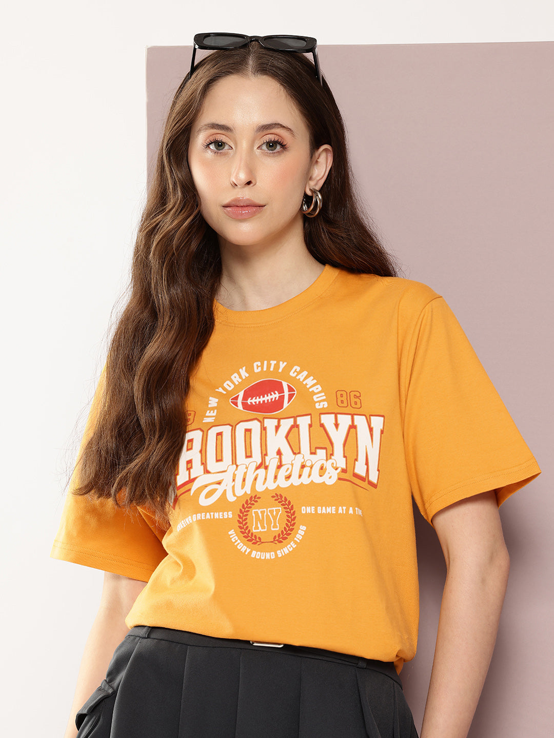 Womens Half Sleeve Round Neck Printed Oversized Fit Tshirts