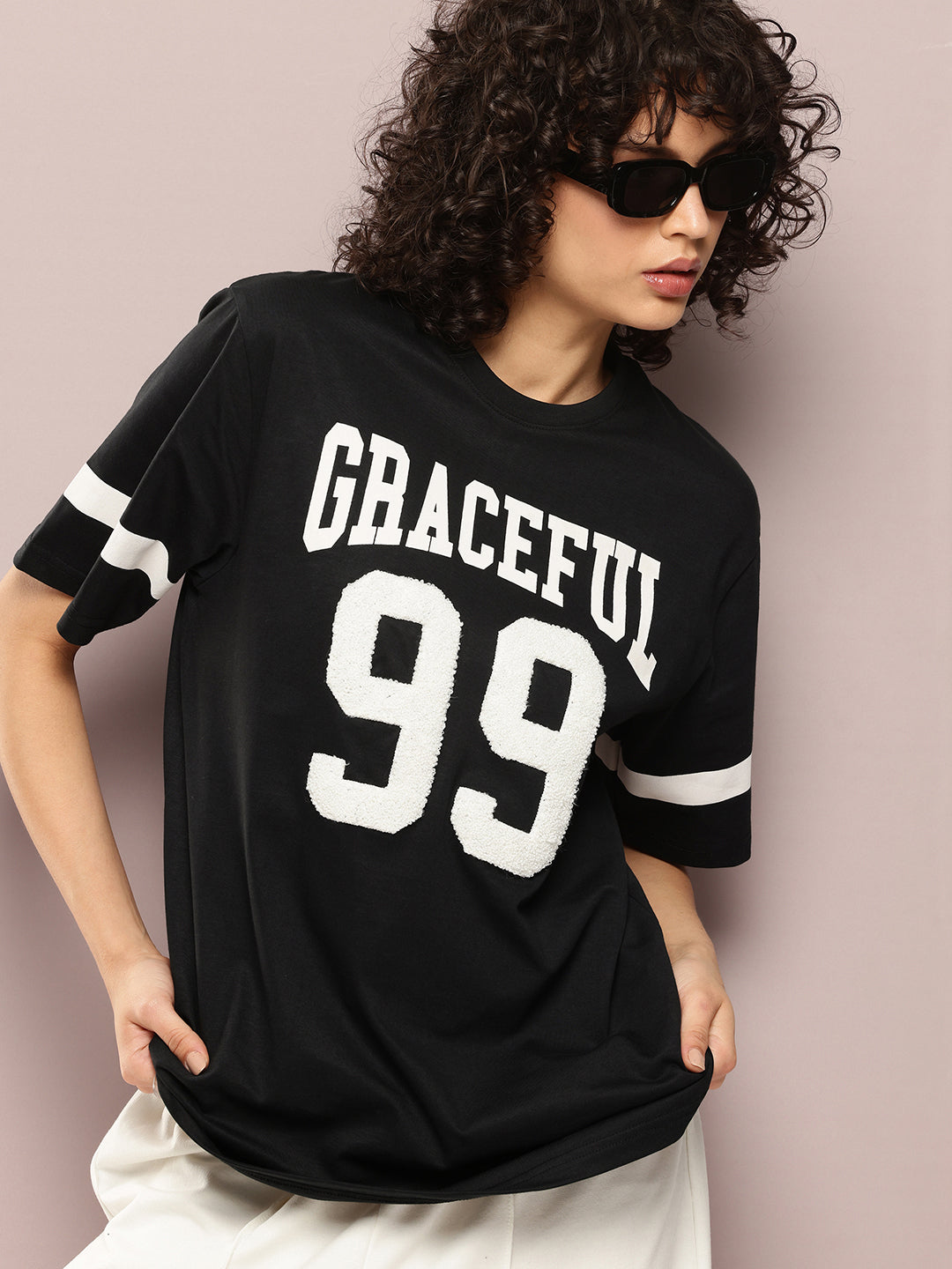 Womens Half Sleeve Round Neck Printed Oversized Fit Tshirts