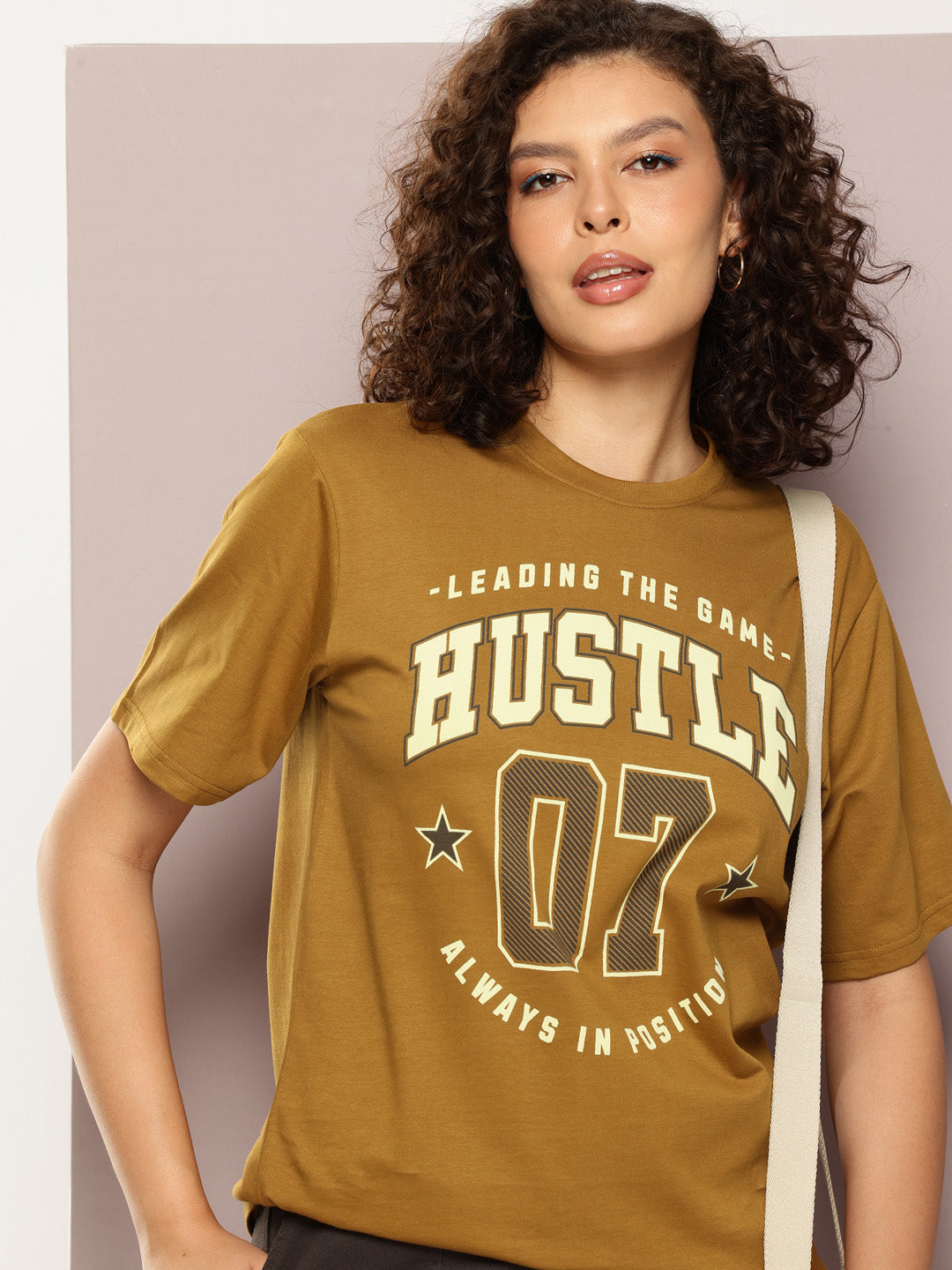 DILLINGER Womens Half Sleeve Round Neck Printed Oversized Fit Tshirts