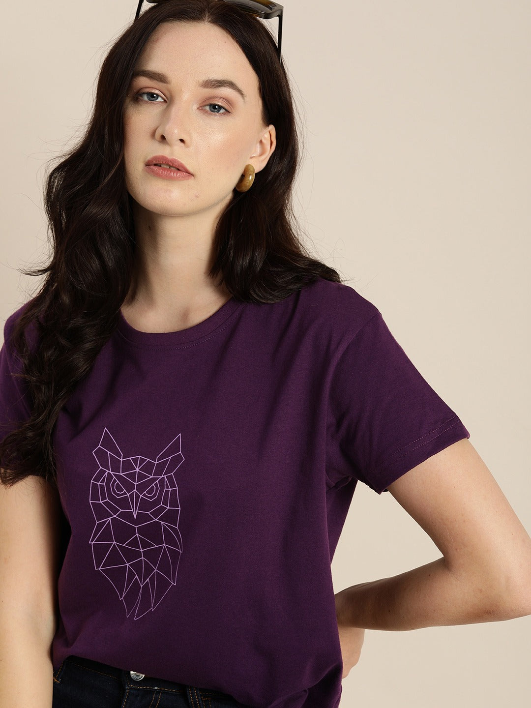 Womens Short Sleeve Round Neck Oversized Fit T-Shirt