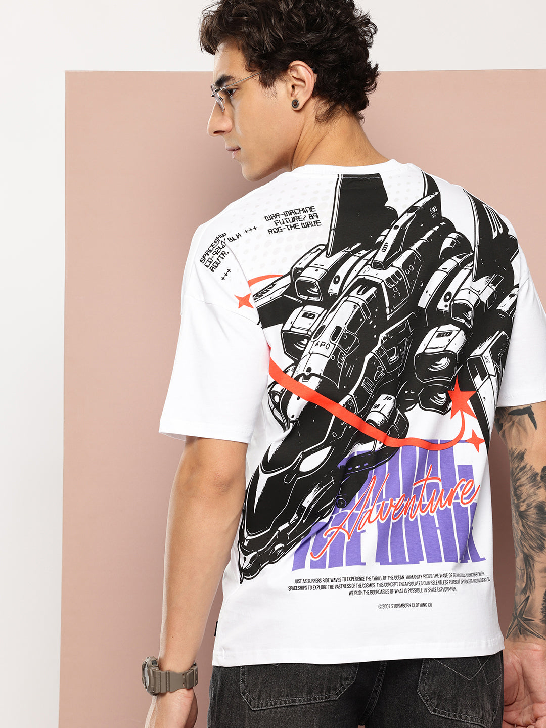 Stormborn Mens Half Sleeve Drop Shoulder Printed Oversized Fit T-Shirts