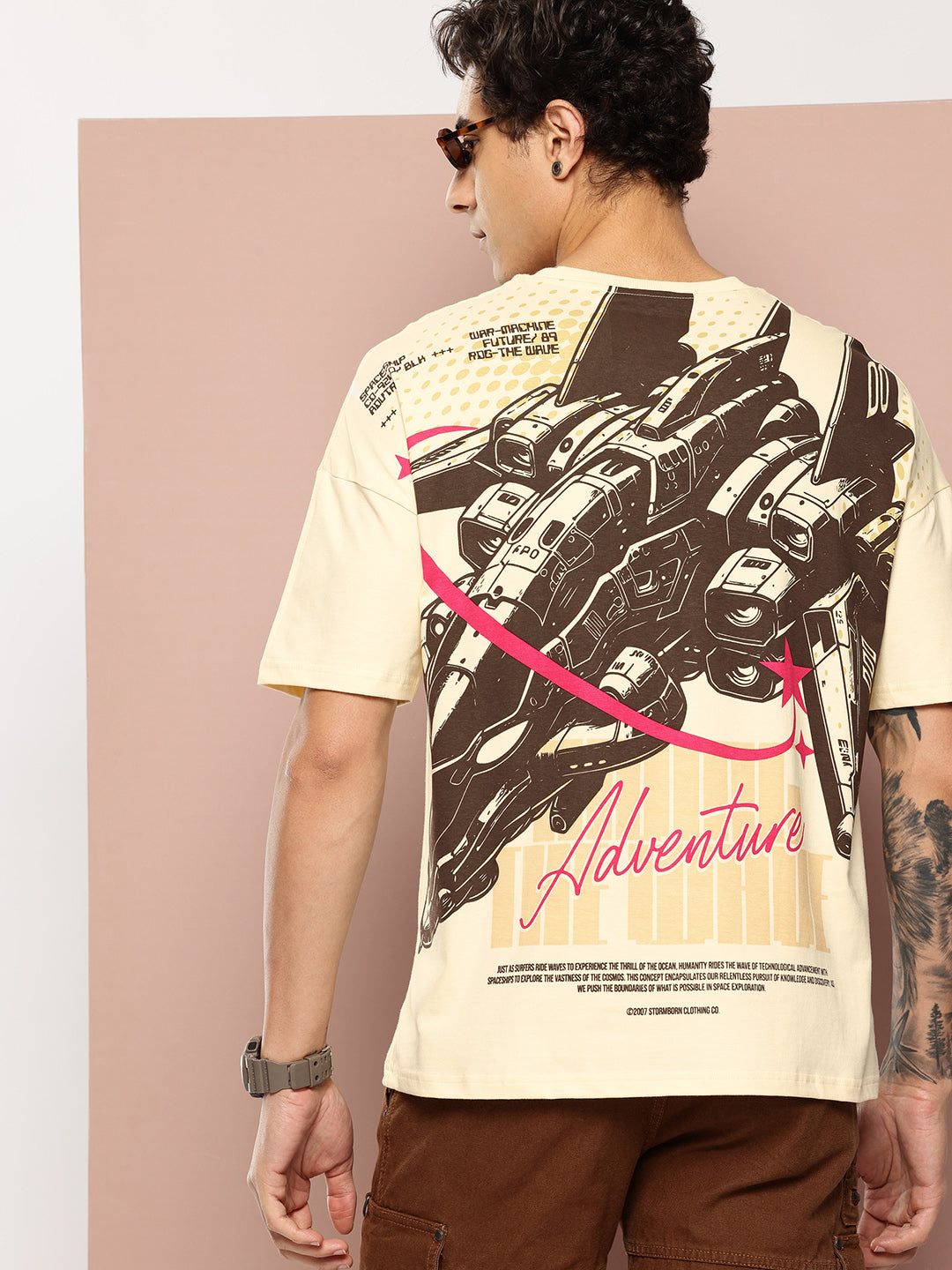 Stormborn Mens Half Sleeve Drop Shoulder Printed Oversized Fit T-Shirts