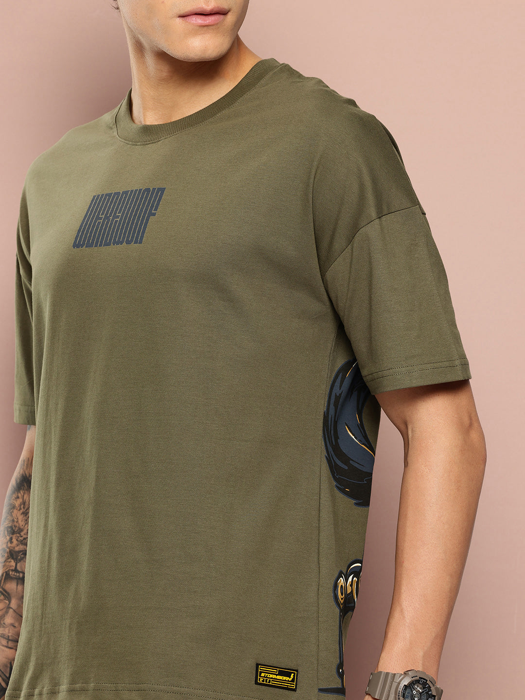 Stormborn Mens Half Sleeve Drop Shoulder Printed Oversized Fit T-Shirts