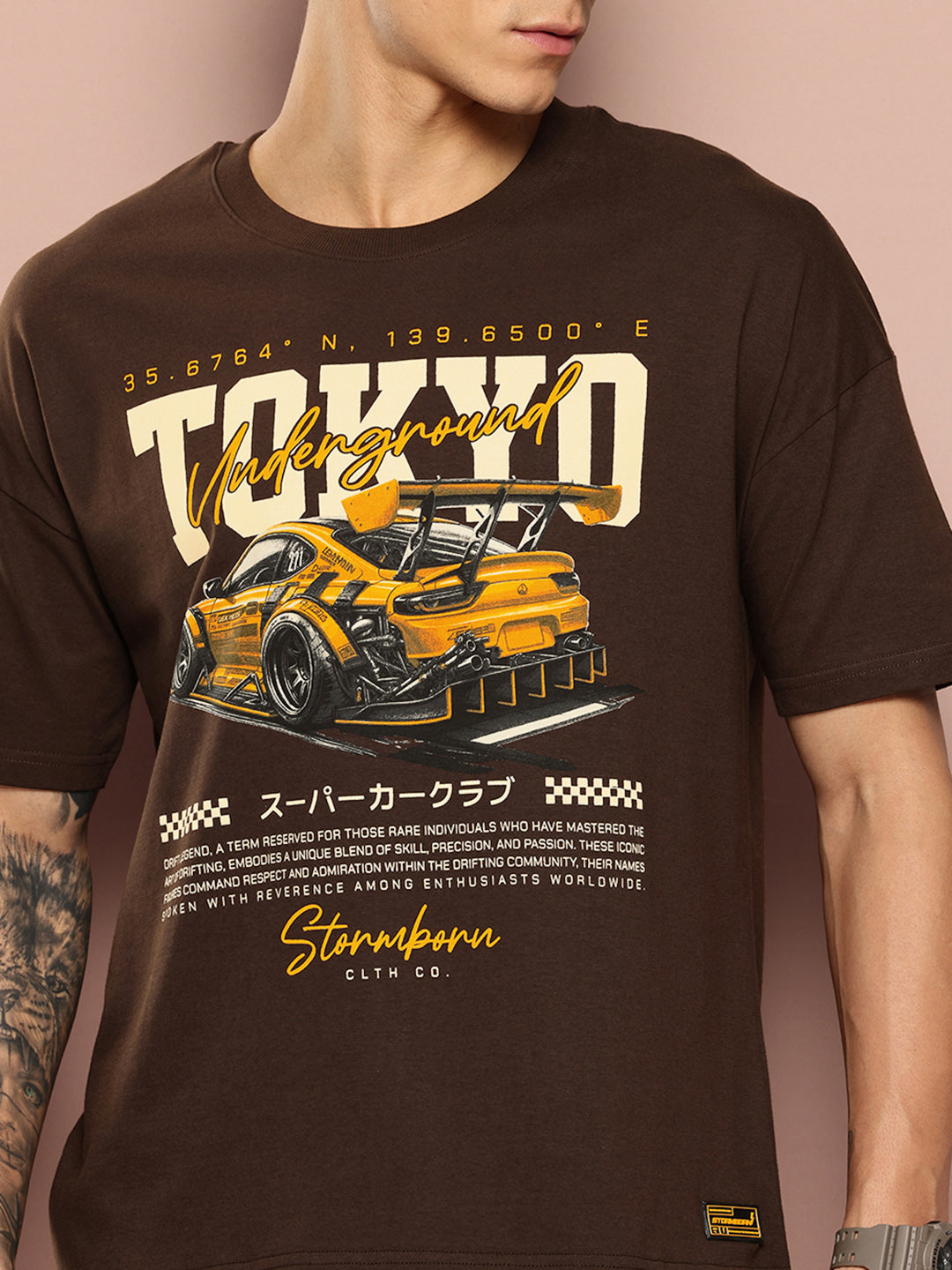 Stormborn Mens Half Sleeve Drop Shoulder Printed Oversized Fit T-Shirts