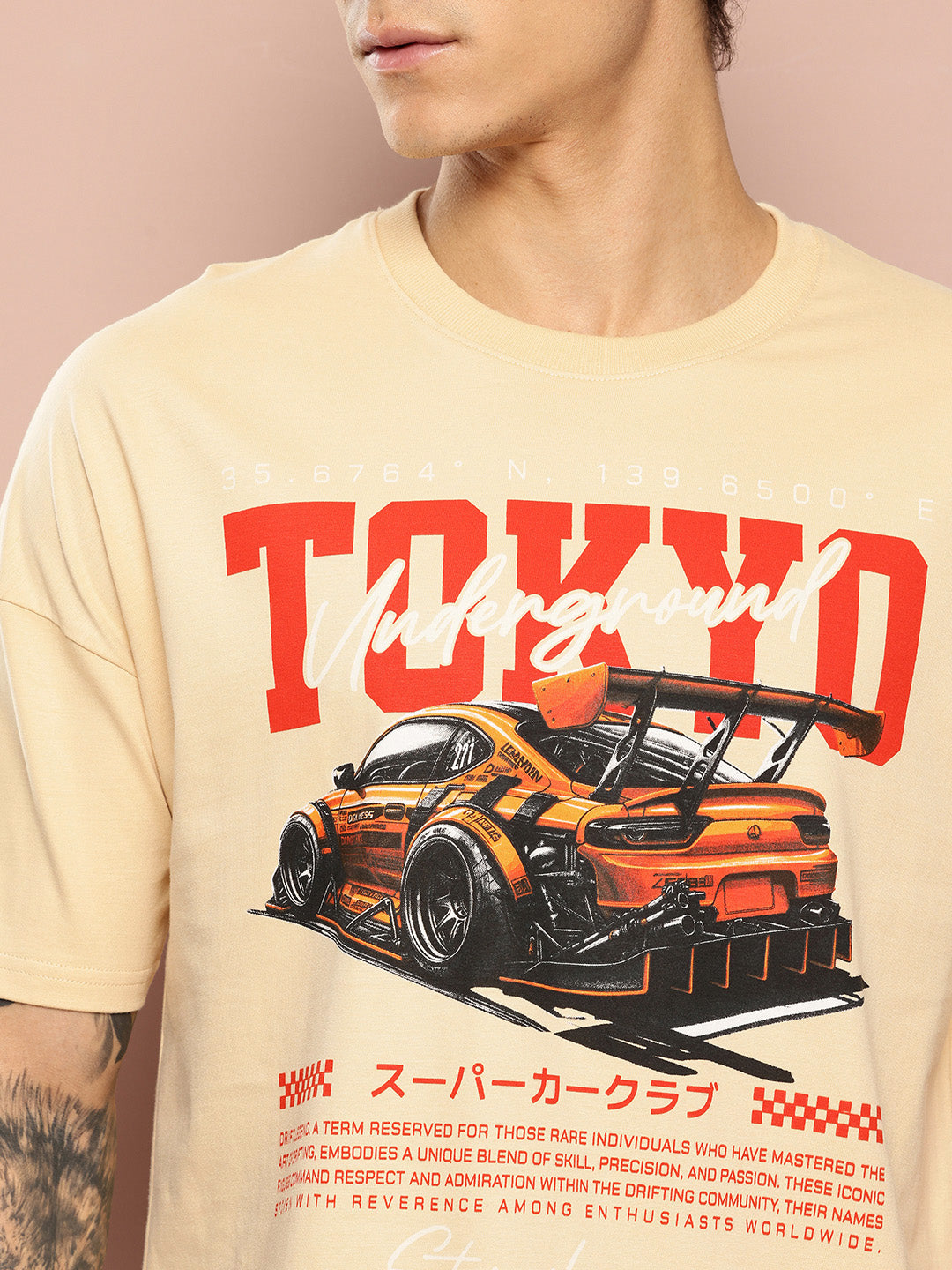 Stormborn Mens Half Sleeve Drop Shoulder Printed Oversized Fit T-Shirts