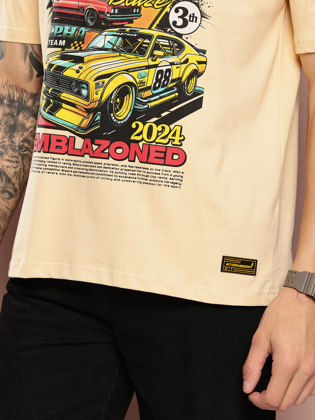 Stormborn Mens Half Sleeve Drop Shoulder Printed Oversized Fit T-Shirts