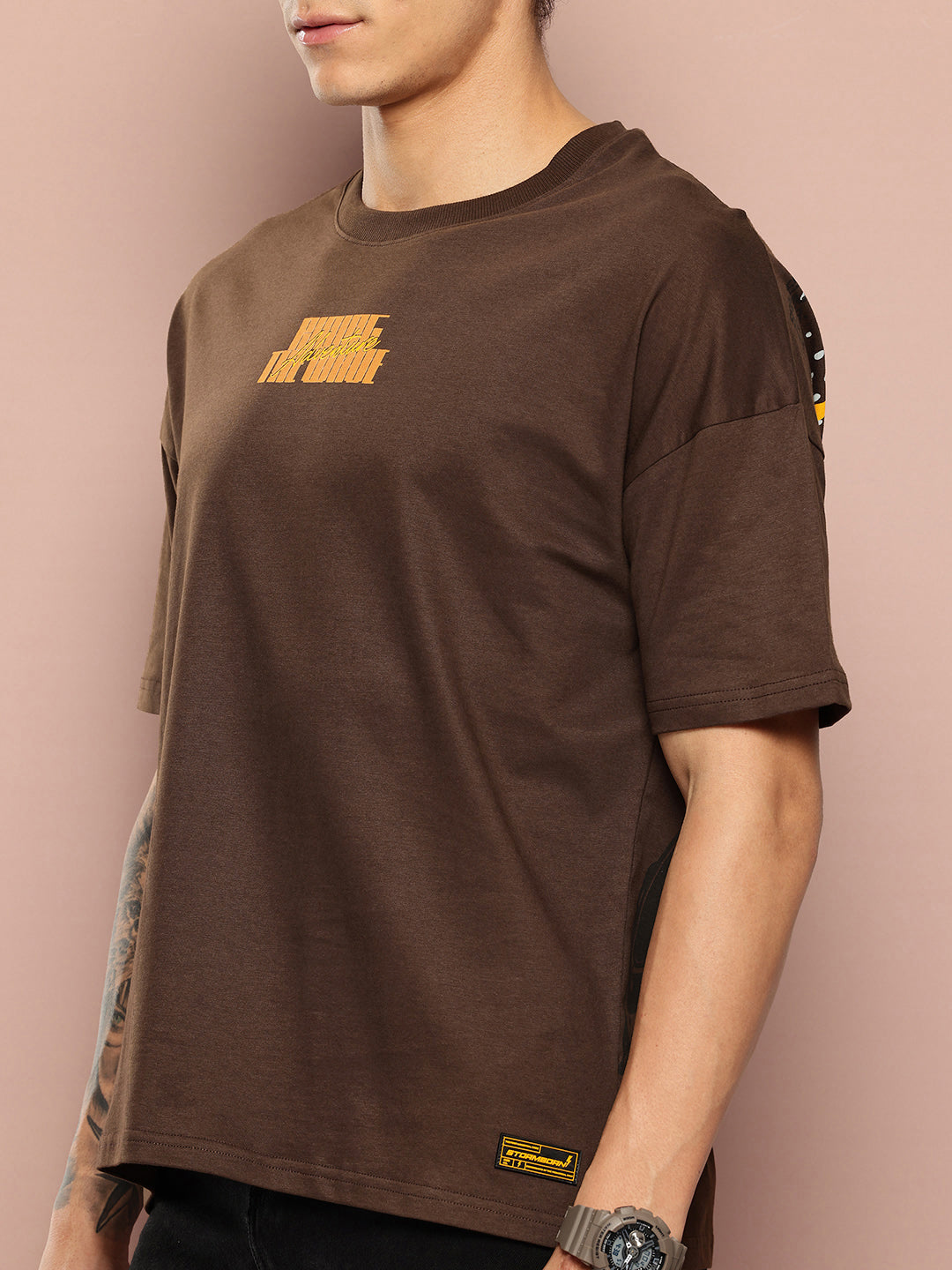 Stormborn Mens Half Sleeve Drop Shoulder Printed Oversized Fit T-Shirts
