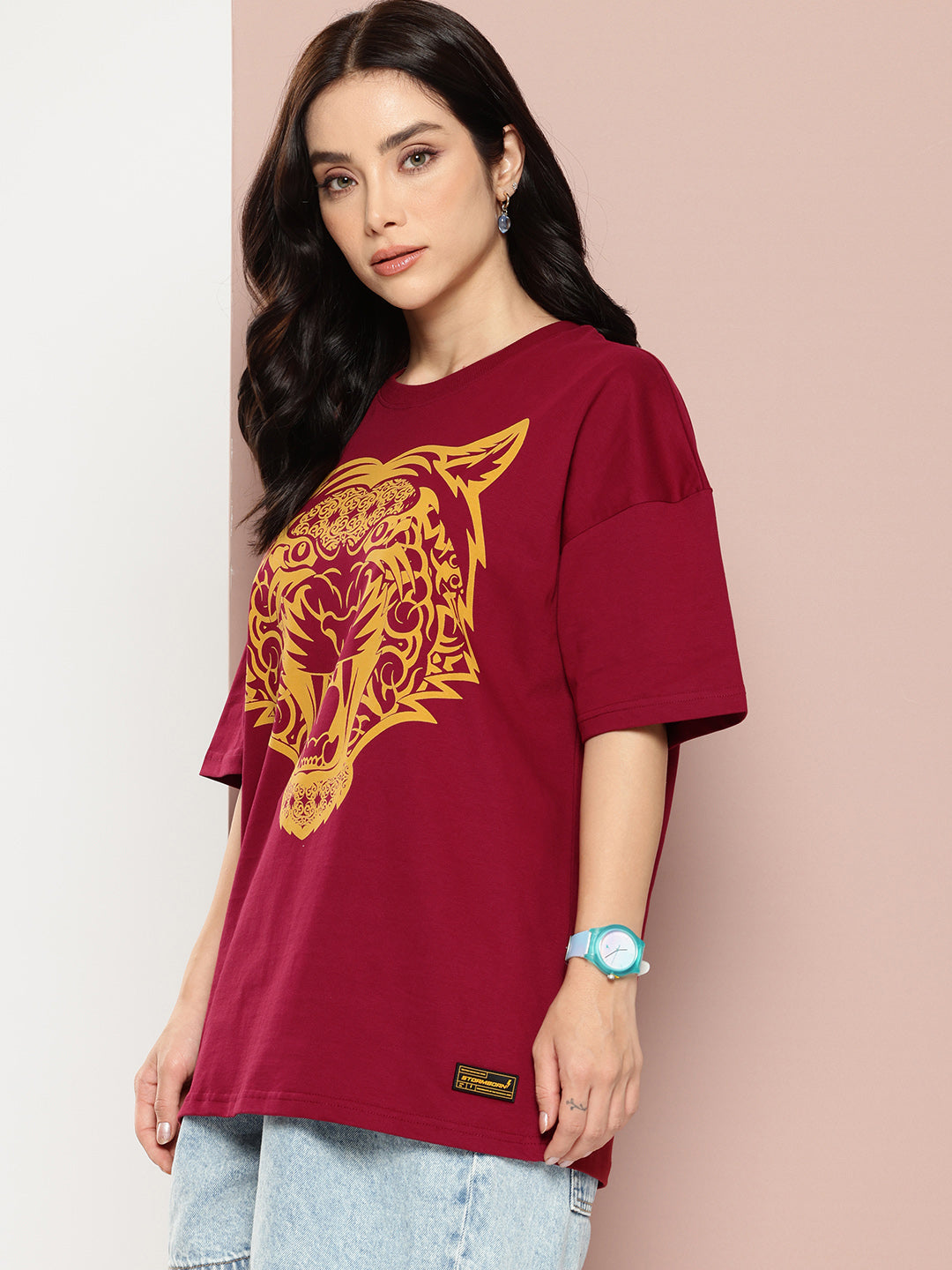 Stormborn Womens Half Sleeve Drop Shoulder Printed Oversized Fit T-Shirts