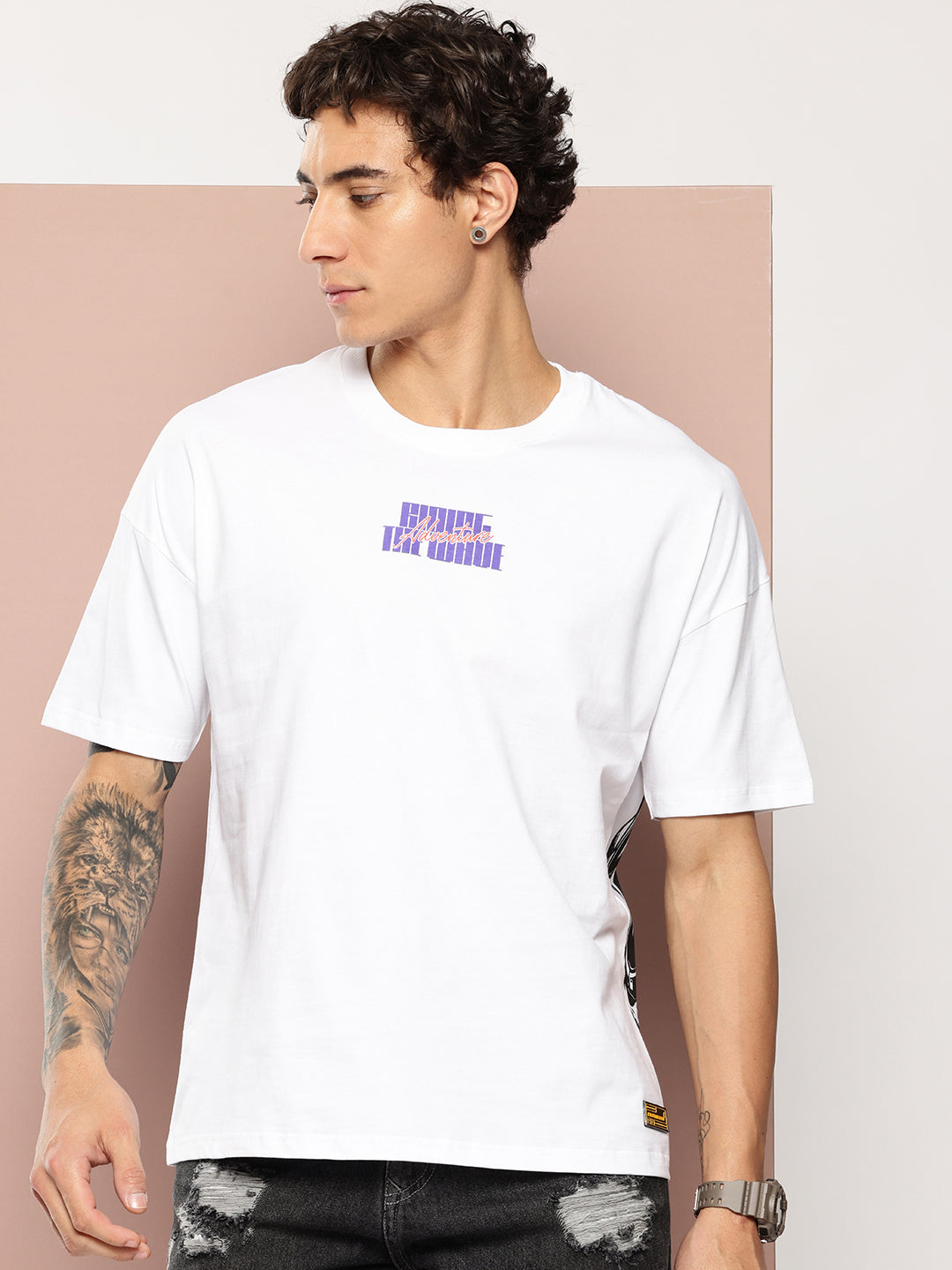 Stormborn Mens Half Sleeve Drop Shoulder Printed Oversized Fit T-Shirts