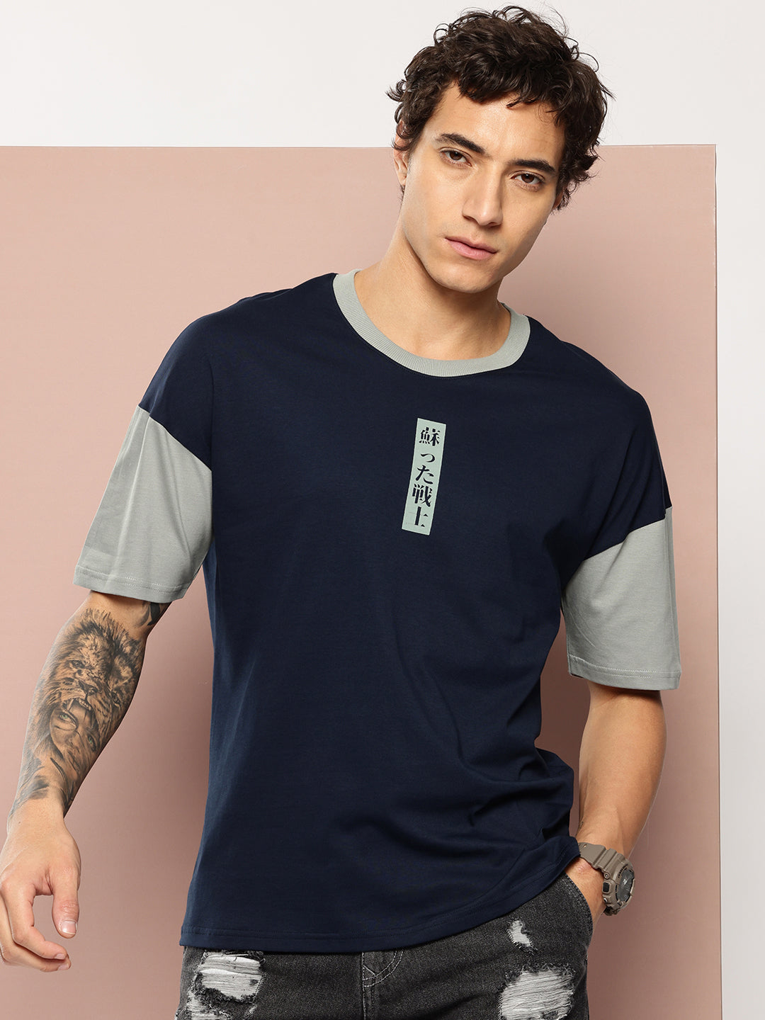 Stormborn Mens Half Sleeve Drop Shoulder Printed Oversized Fit T-Shirts