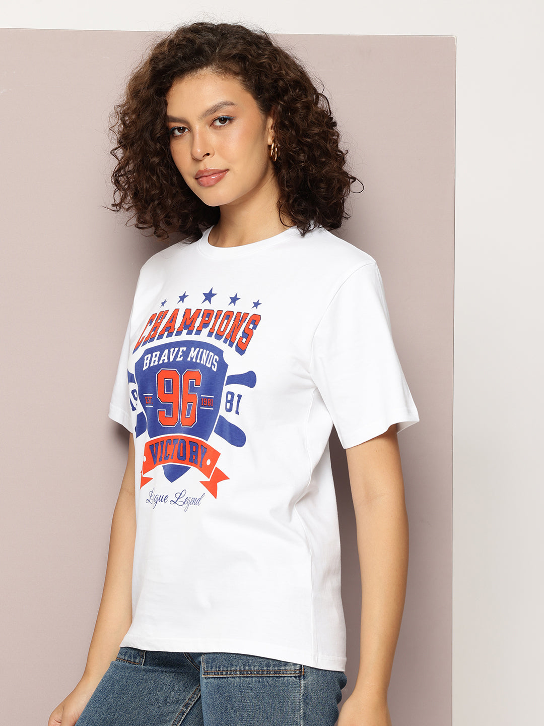 DILLINGER Womens Half Sleeve Round Neck Printed Oversized Fit Tshirts