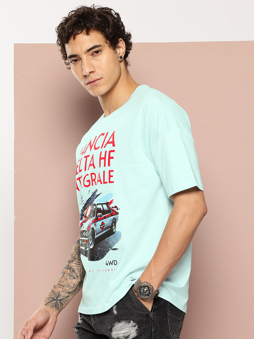 Stormborn Mens Half Sleeve Drop Shoulder Printed Oversized Fit T-Shirts